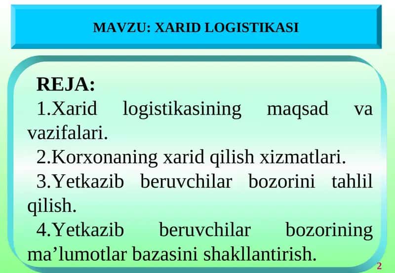 Xarid logistikasi 1