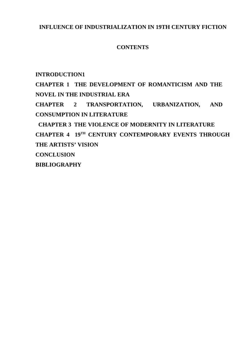 Influence of Industrialization in 19th Century Fiction 1