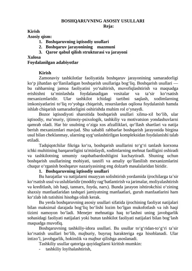 BOSHQARUVNING ASOSIY USULLARI 1