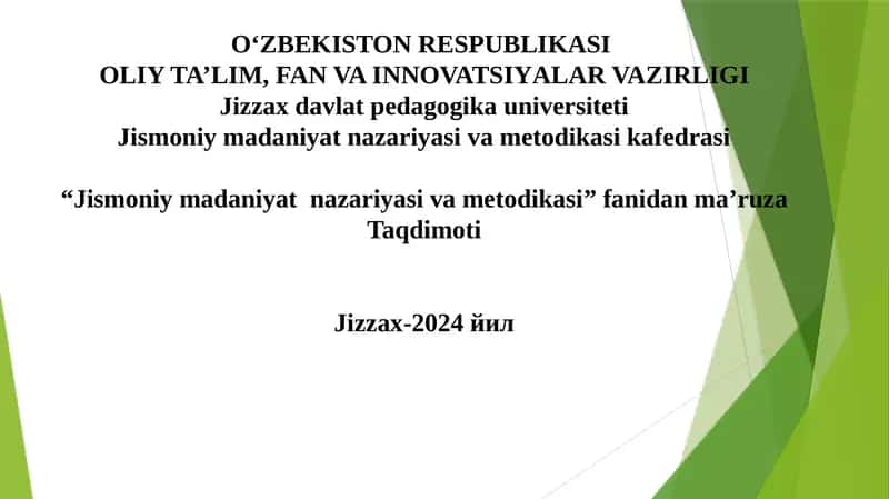 Jismoniy madaniyat nazariyasi va metodikasi 1
