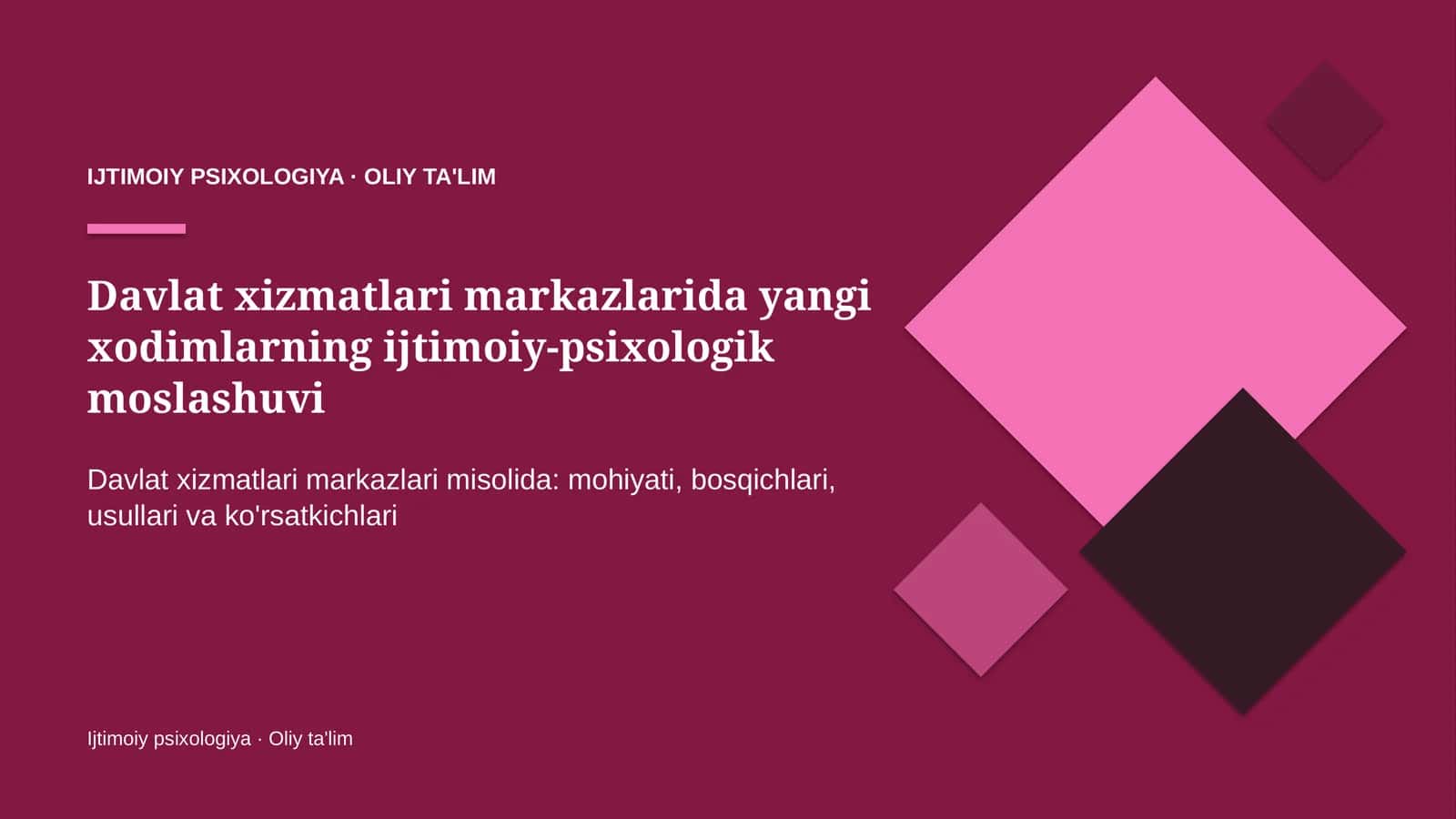 IJTIMOIY PSIXOLOGIYA · OLIY TA'LIM 1
