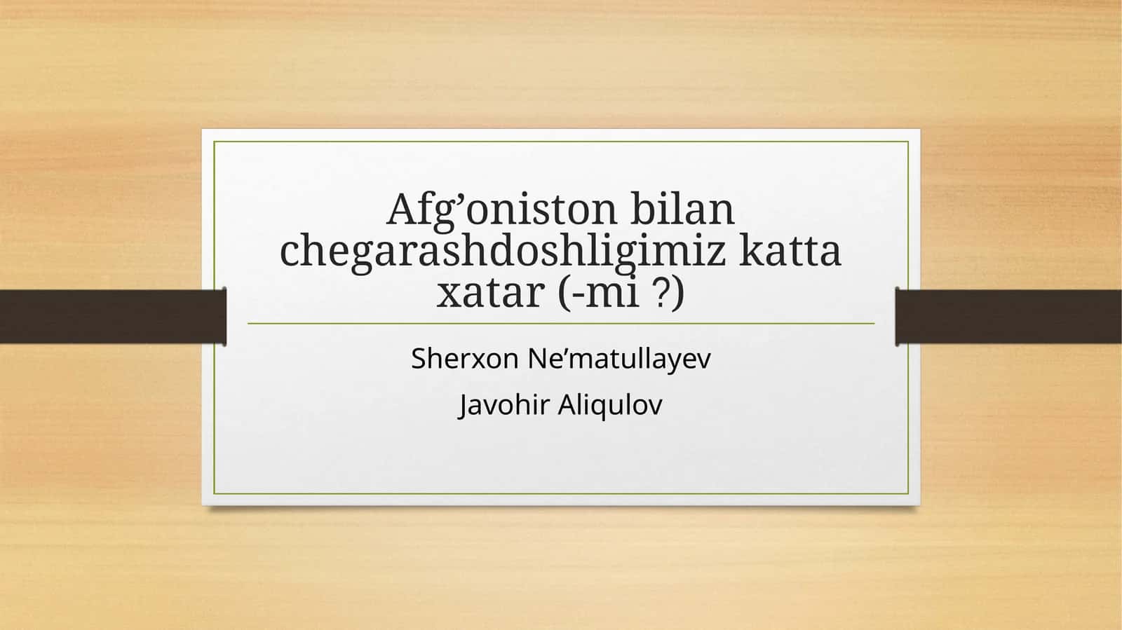Afg’onistonbilanchegarashdoshligimizkattaxatar(-mi?) 1