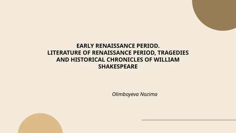 EARLY RENAISSANCE PERIOD 1