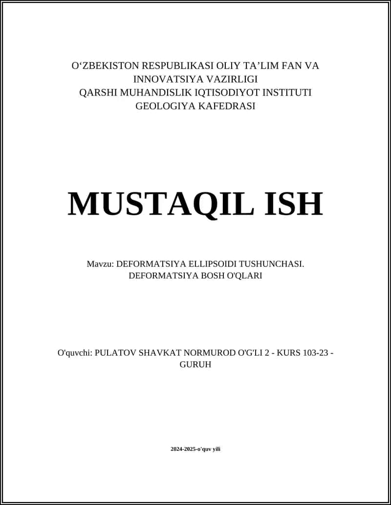 Deformatsiya ellipsoidi tushunchasi 1