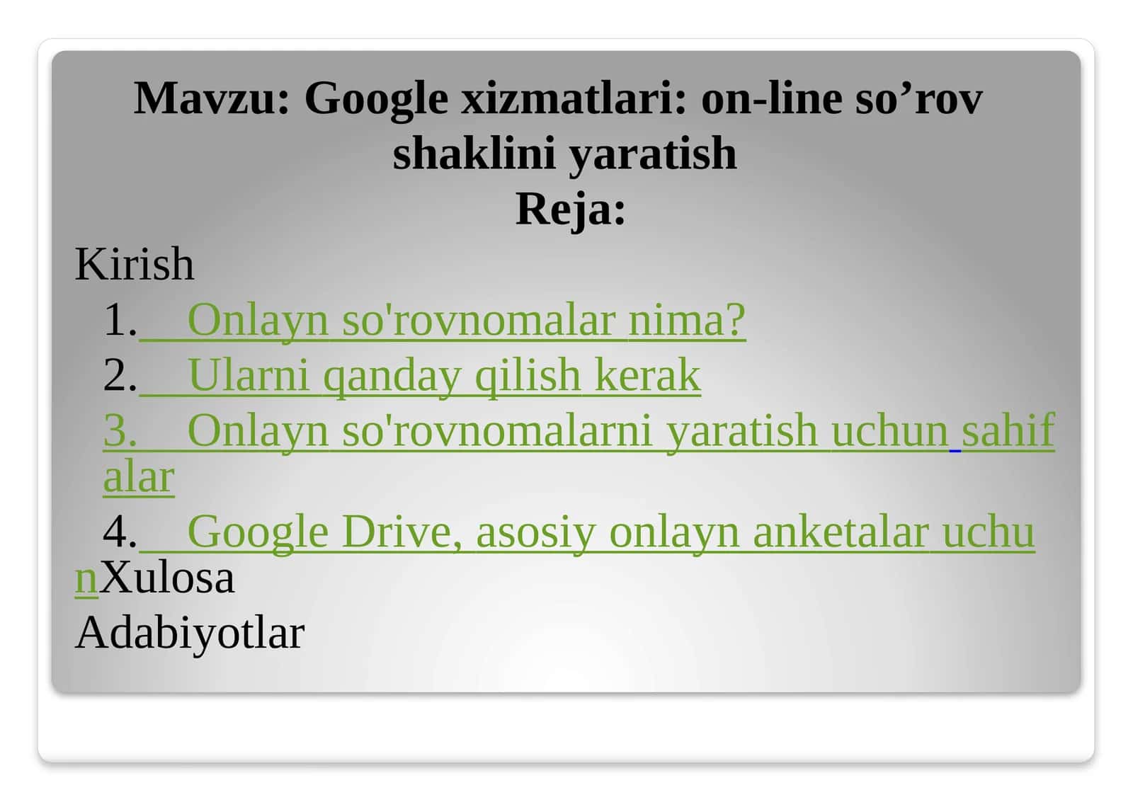 Onlayn so'rovnomalar 1