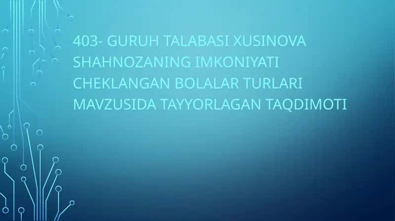 AQLI ZAIF BOLALAR TARBIYASI 1