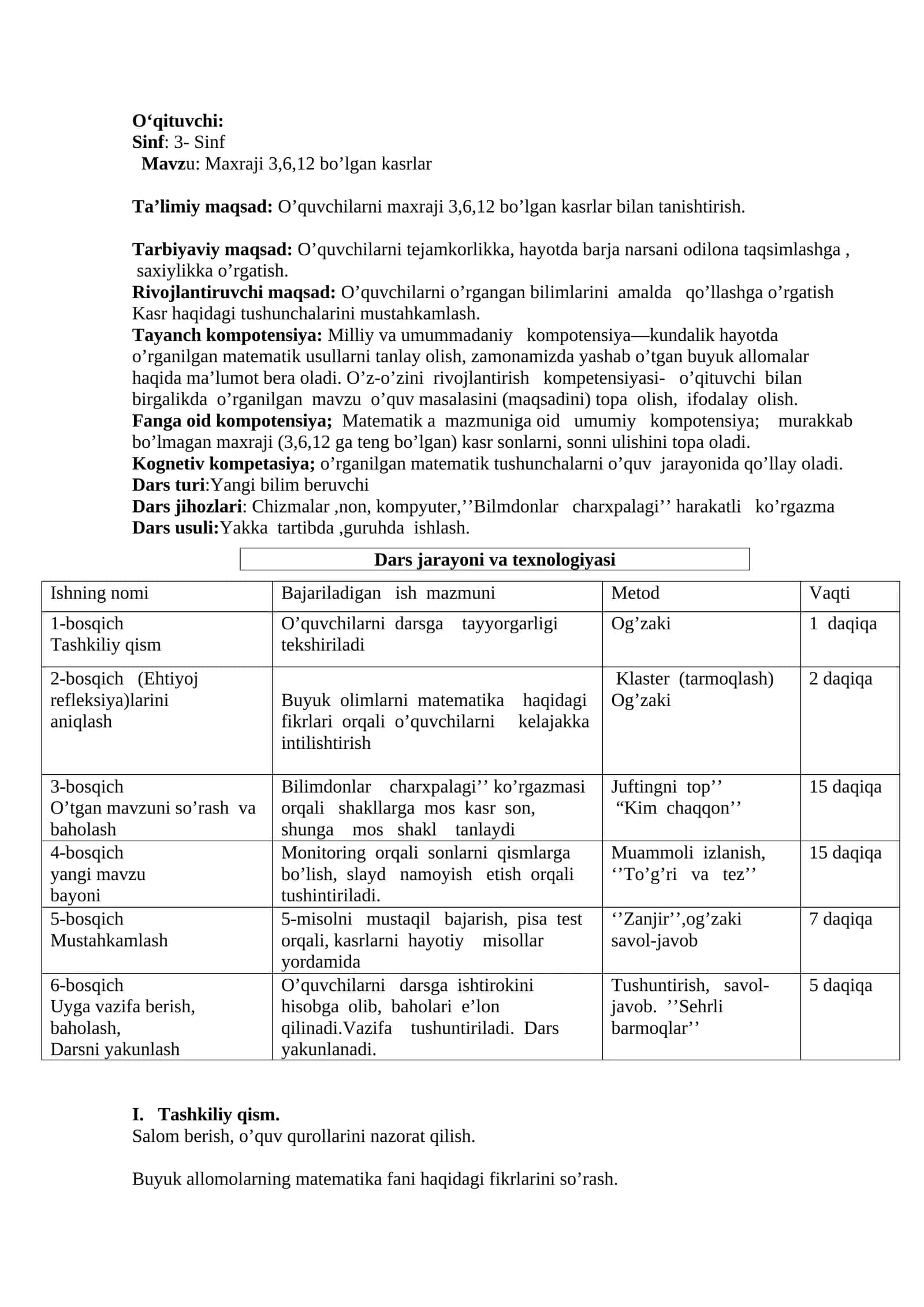 Maxraji 3,6,12 bo’lgan kasrlar 1