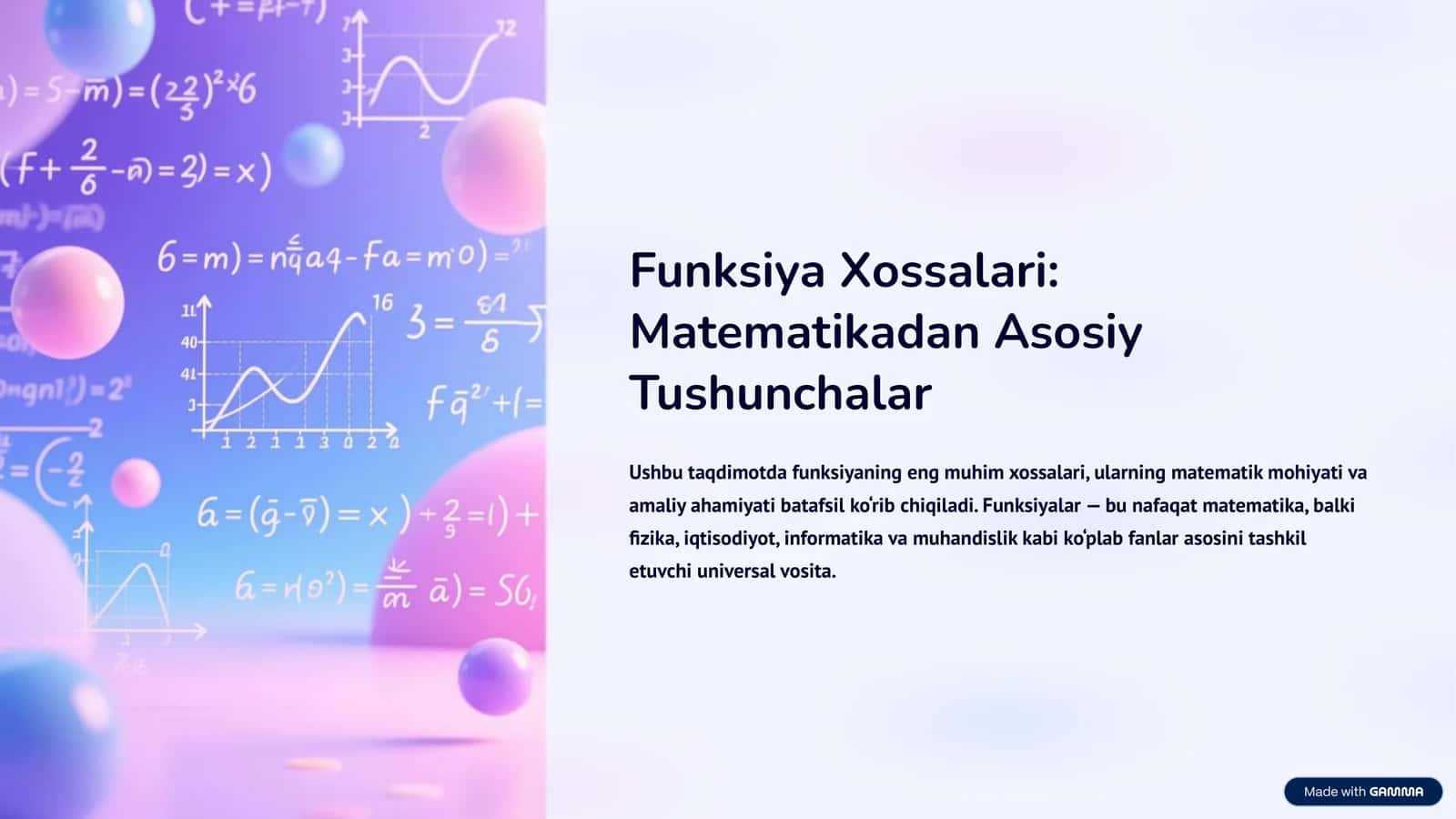 Funksiya Xossalari: Matematikadan Asosiy Tushunchalar 1