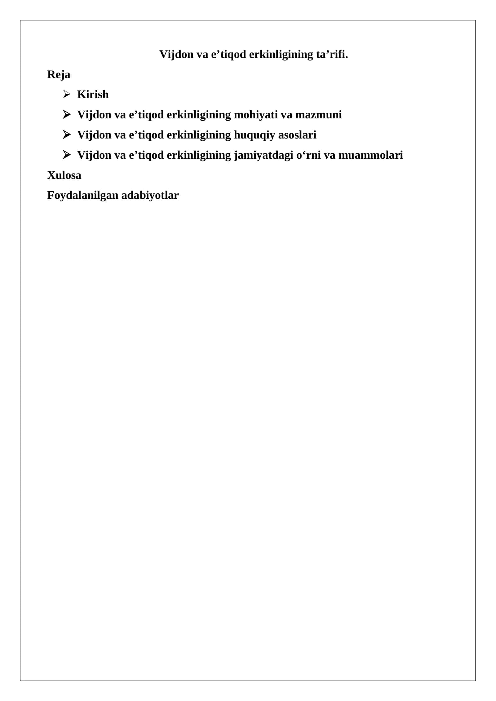 Vijdon va eʼtiqod erkinligining taʼrifi 1