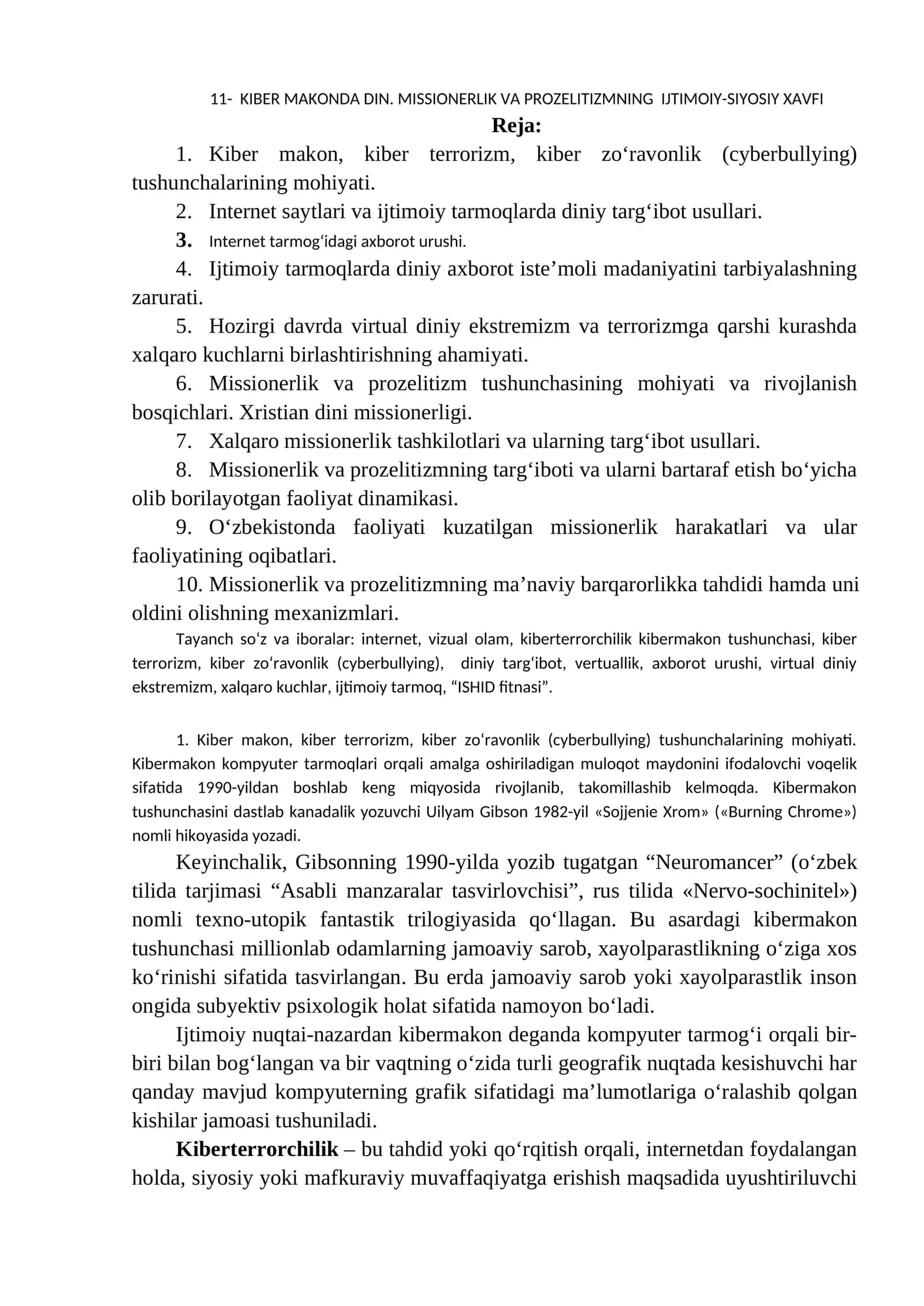 KIBER MAKONDA DIN. MISSIONERLIK VA PROZELITIZMNING IJTIMOIY-SIYOSIY XAVFI 1