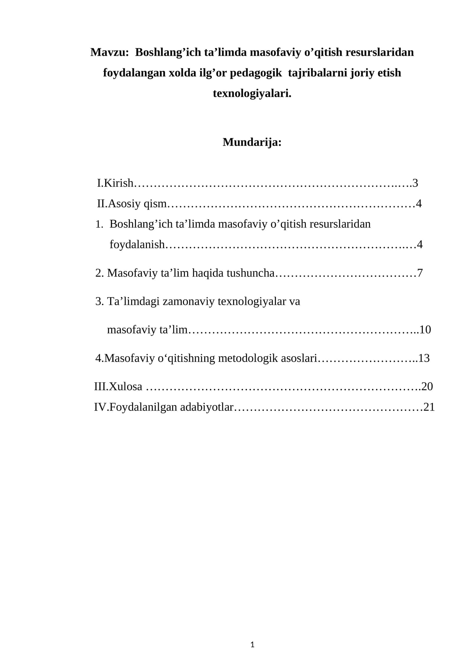 Boshlang’ich ta’limda masofaviy o’qitish resurslaridan foydalangan xolda ilg’or pedagogik tajribalarni joriy etish texnologiyalari 1