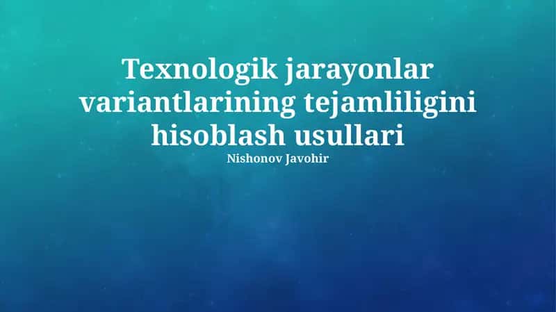 Xarajatlarni Tahlil Qilish va Modellaştirish 1