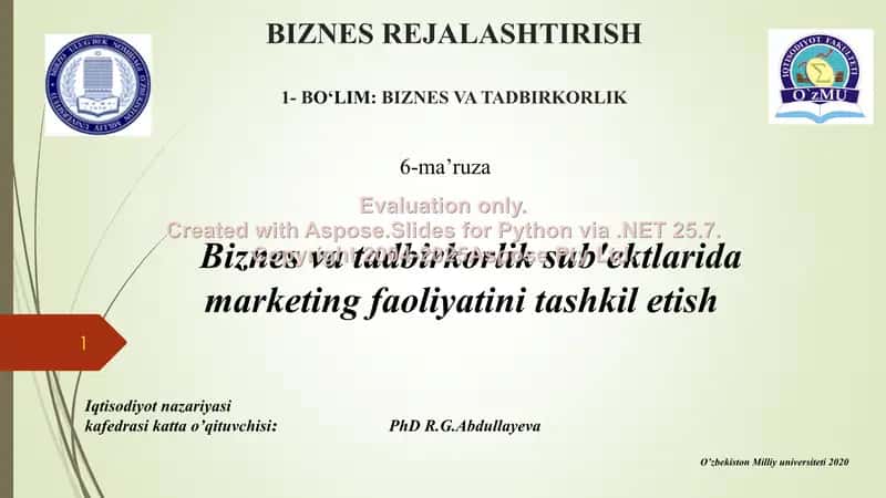 BIZNES REJALASHTIRISH 1