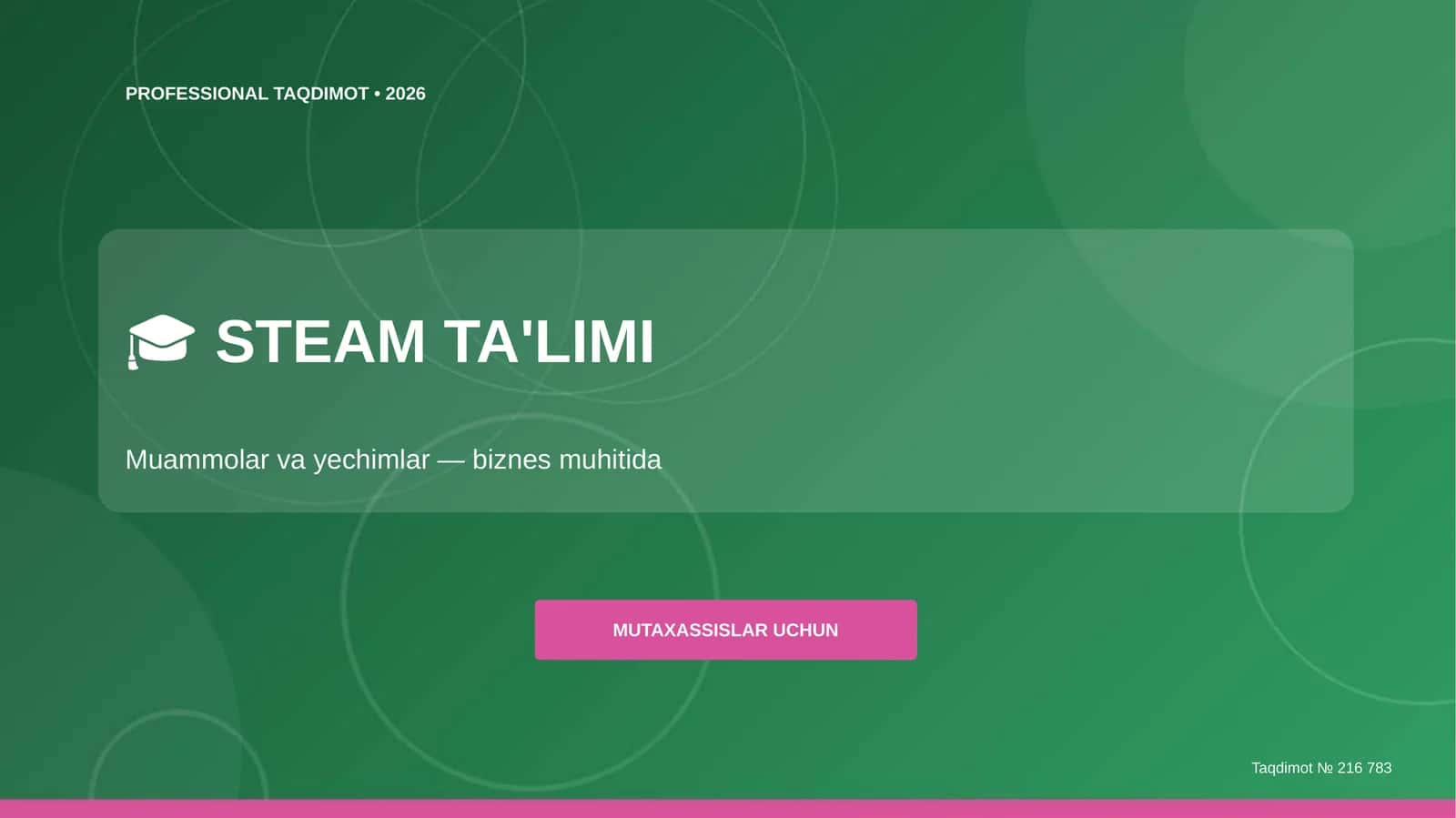 STEAM ta'limi: muammolar va yechimlar (biznes muhitida) [mutaxassislar uchun] 1