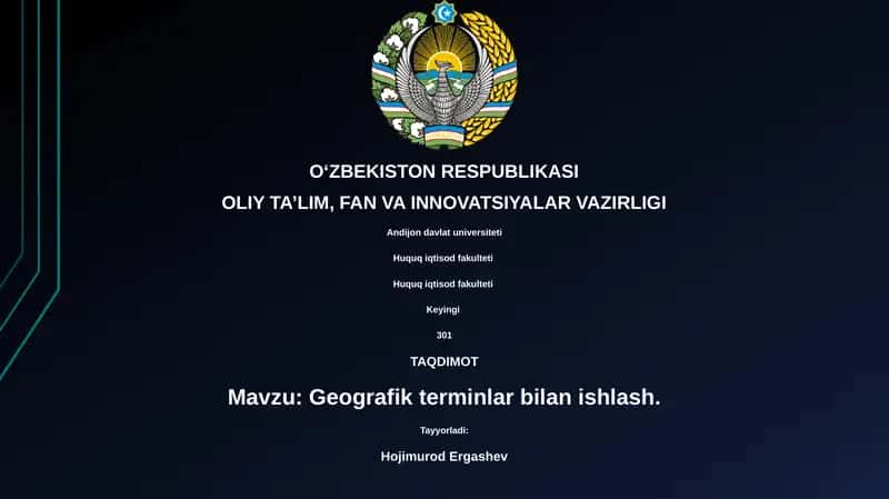 Geografik atamalar bilan ishlash 1