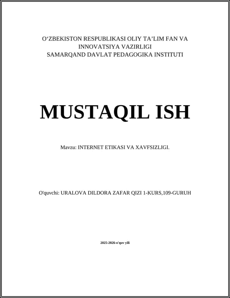 INTERNET ETIKASI VA XAVFSIZLIGI 1