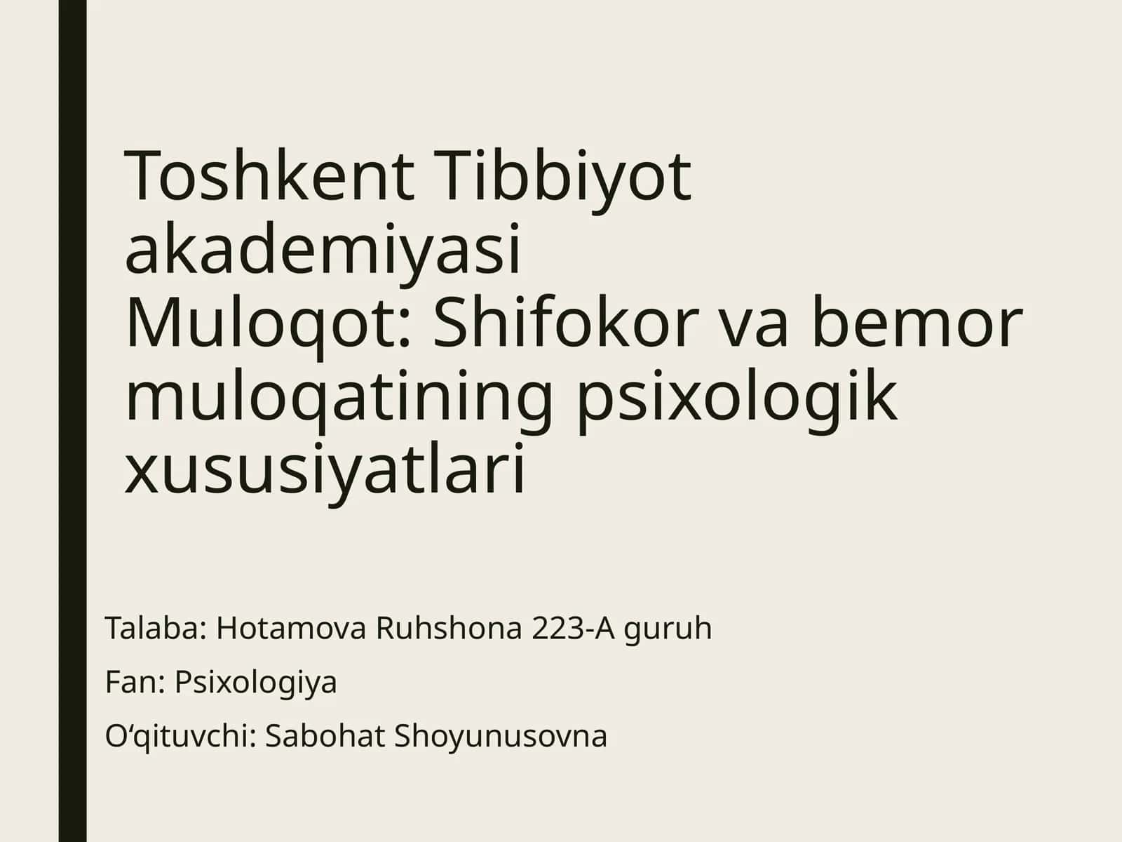 Shifokor va bemor muloqatining psixologik xususiyatlari 1