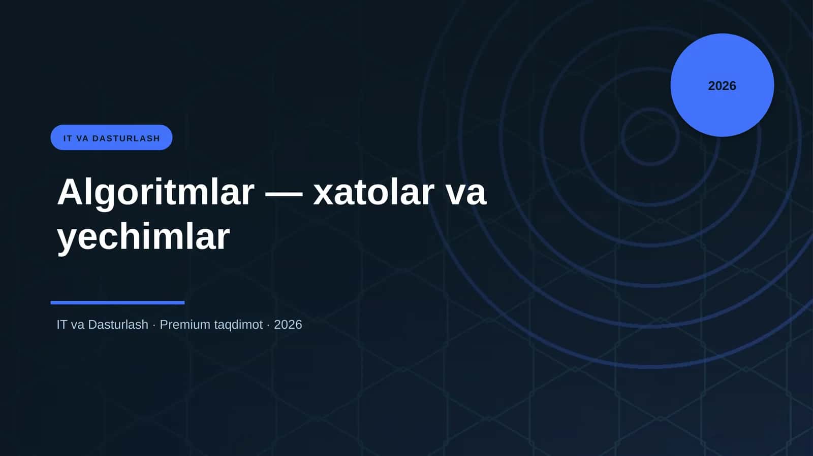 Algoritmlar — xatolar va yechimlar 1