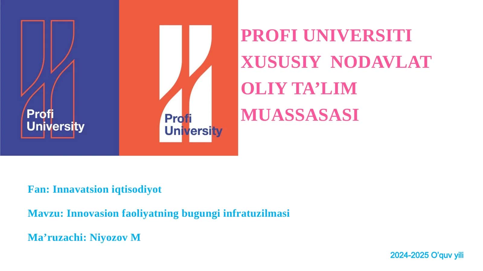 Innovatsion faoliyatning bugungi infratuzilmasi 1