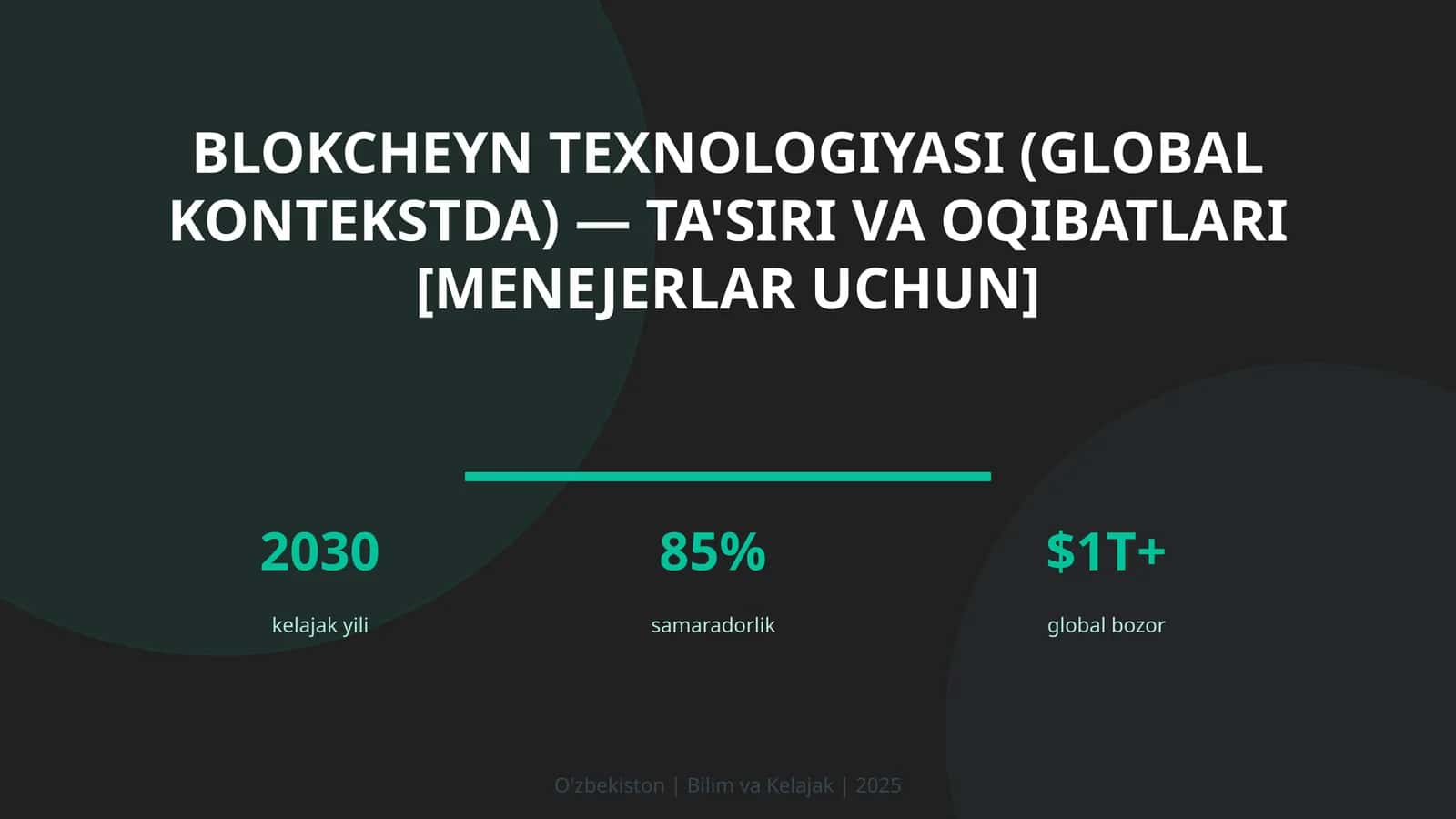 Blokcheyn texnologiyasi (global kontekstda) — ta'siri va oqibatlari [menejerlar uchun] 1