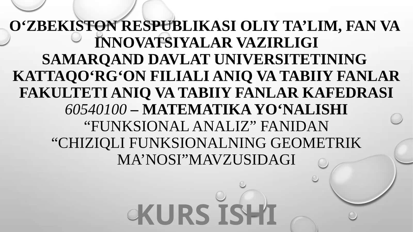 “Funksional analiz” fanidan “Chiziqli funksionalning geometrik ma’nosi” mavzusidagi kurs ishi 1
