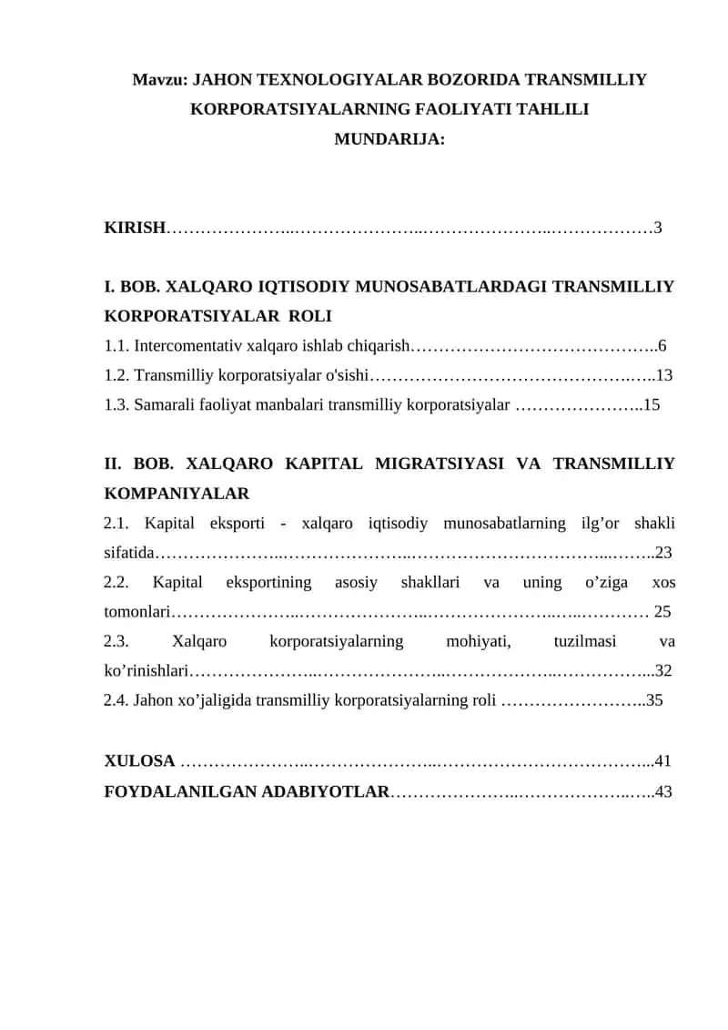 JAHON TEXNOLOGIYALAR BOZORIDA TRANSMILLIY KORPORATSIYALARNING FAOLIYATI TAHLILI 1