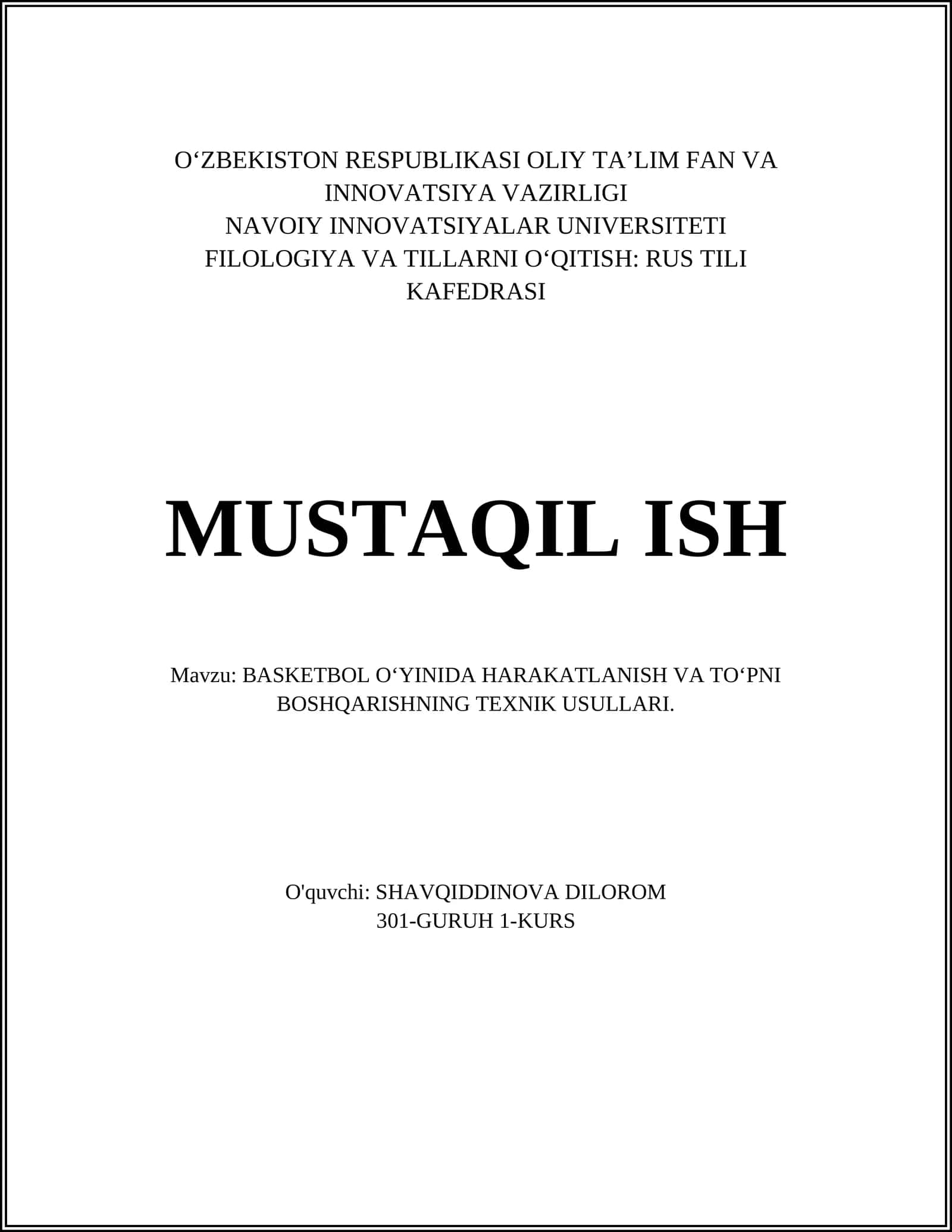 BASKETBOL O‘YINIDA HARAKATLANISH VA TO‘PNI BOSHQARISHNING TEXNIK USULLARI 1