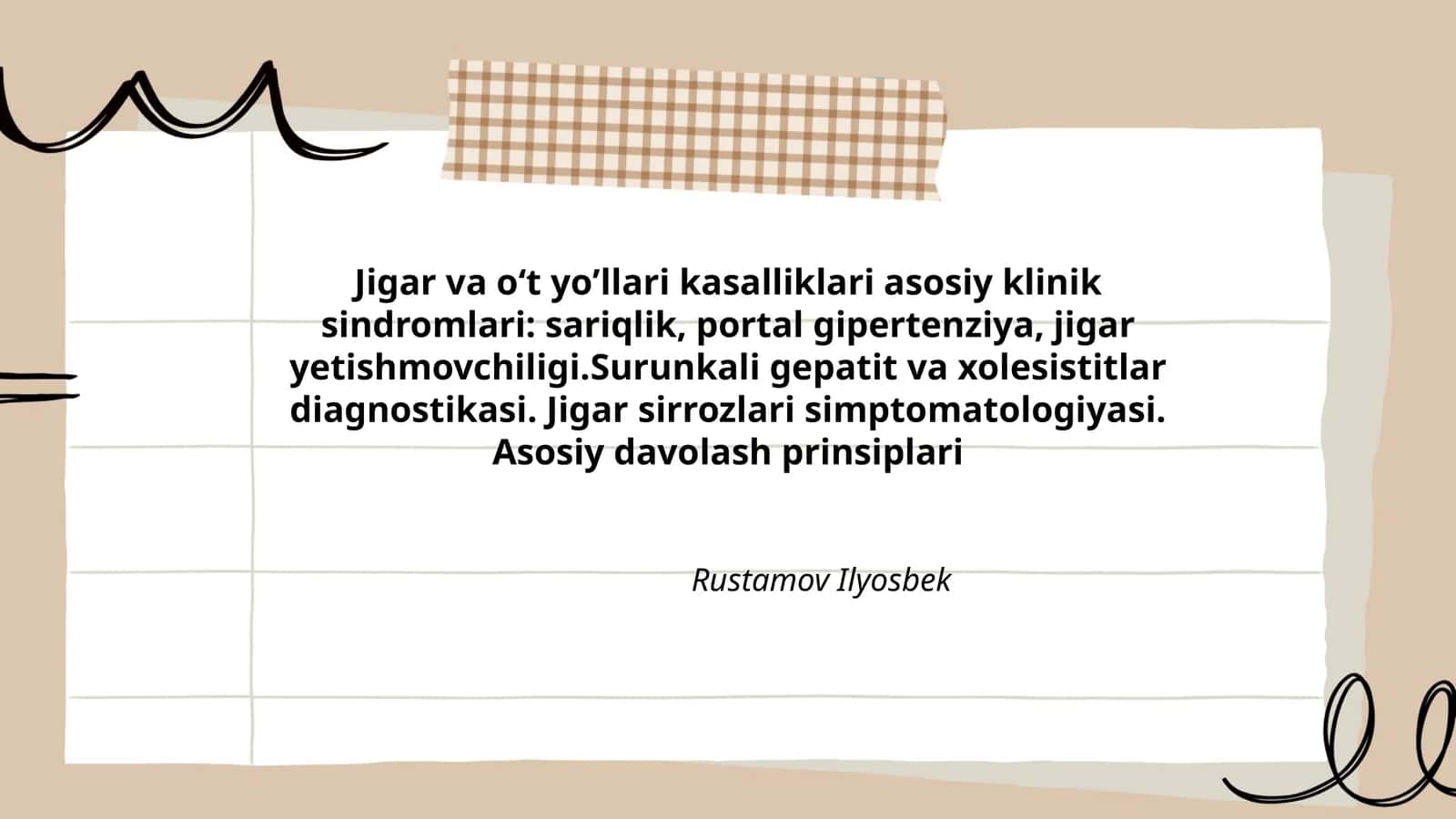 Jigar va oʻt yoʼllari kasalliklari asosiy klinik sindromlari 1