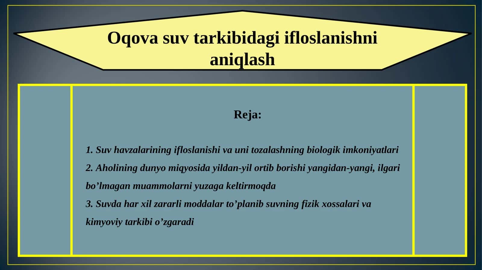 Oqova suv tarkibidagi ifloslanishni aniqlash 1
