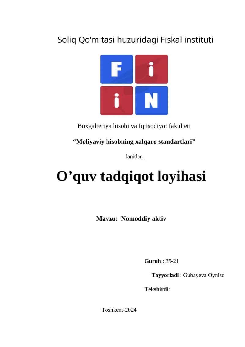 "Moliyaviy hisobning xalqaro standartlari" 1