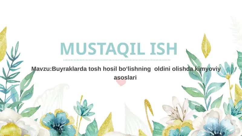 Buyraklarda tosh hosil boʻlishning  oldini olishda kimyoviy asoslari 1