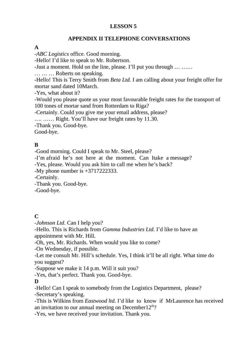 TELEPHONE CONVERSATIONS 1