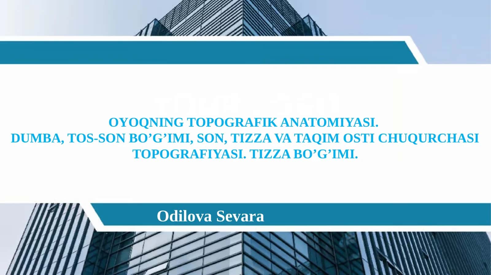 Oyoqning topografik anatomiyasi. 1