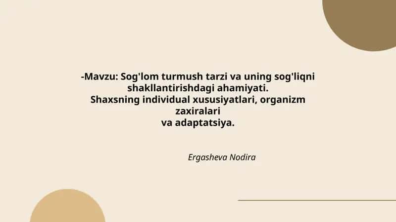Sog'lom turmush tarzi va uning sog'liqni shakllantirishdagi ahamiyati 1