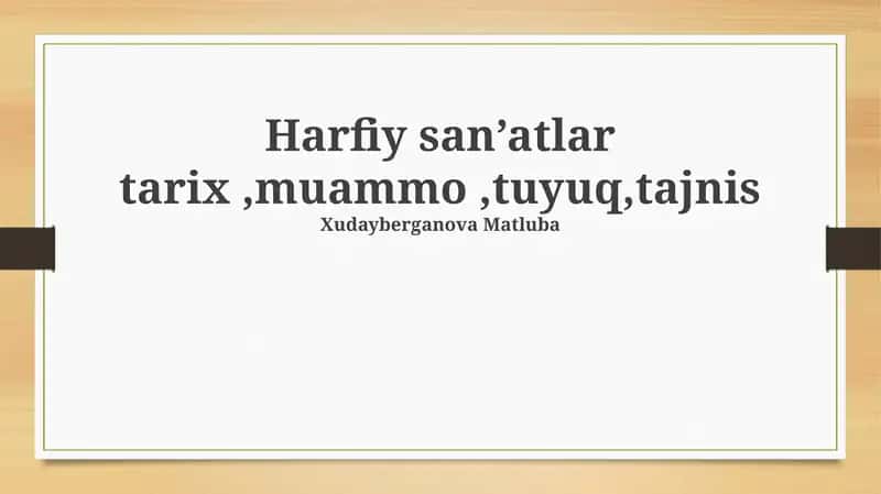 Harfiy san’atlar tarix 1