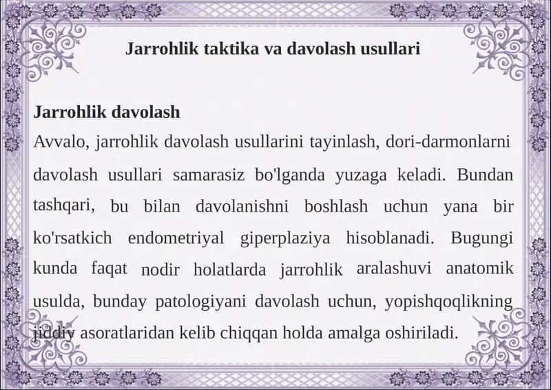 Jarrohliktaktika va davolash usullari 1