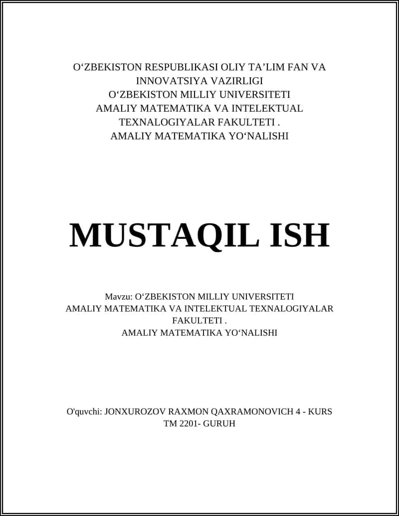 Amaliy matematikaning nazariy va amaliy asoslari 1