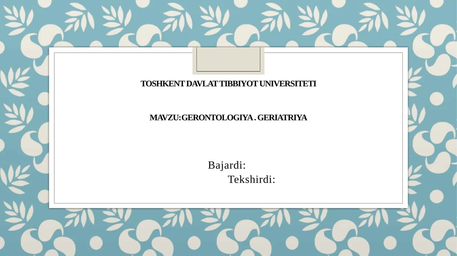 Gerontologiya.Geriatriya 1