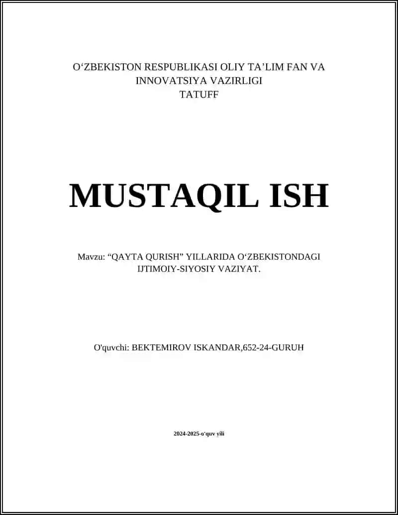 Qayta Qurishning Maqsadlari 1