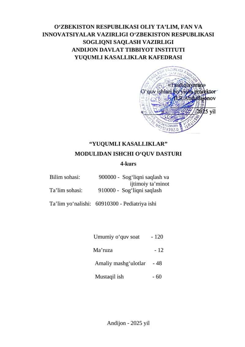 Yuqumli kasalliklar va bolalar yuqumli kasalliklari 1