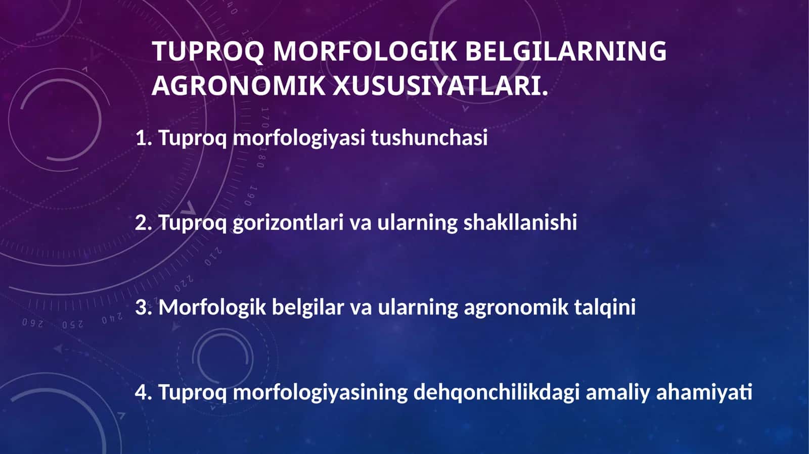 TUPROQ MORFOLOGIK BELGILARNING AGRONOMIK XUSUSIYATLARI. 1