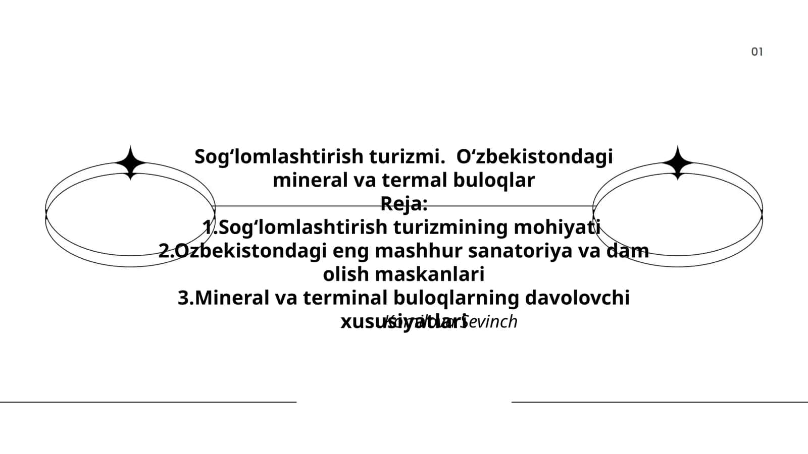 Sogʻlomlashtirish turizmi. Oʻzbekistondagi mineral va termal buloqlar 1