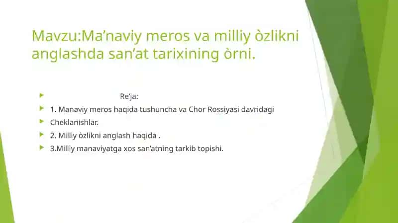 Ma’naviy meros va milliy òzlikni anglashda san’at tarixining òrni