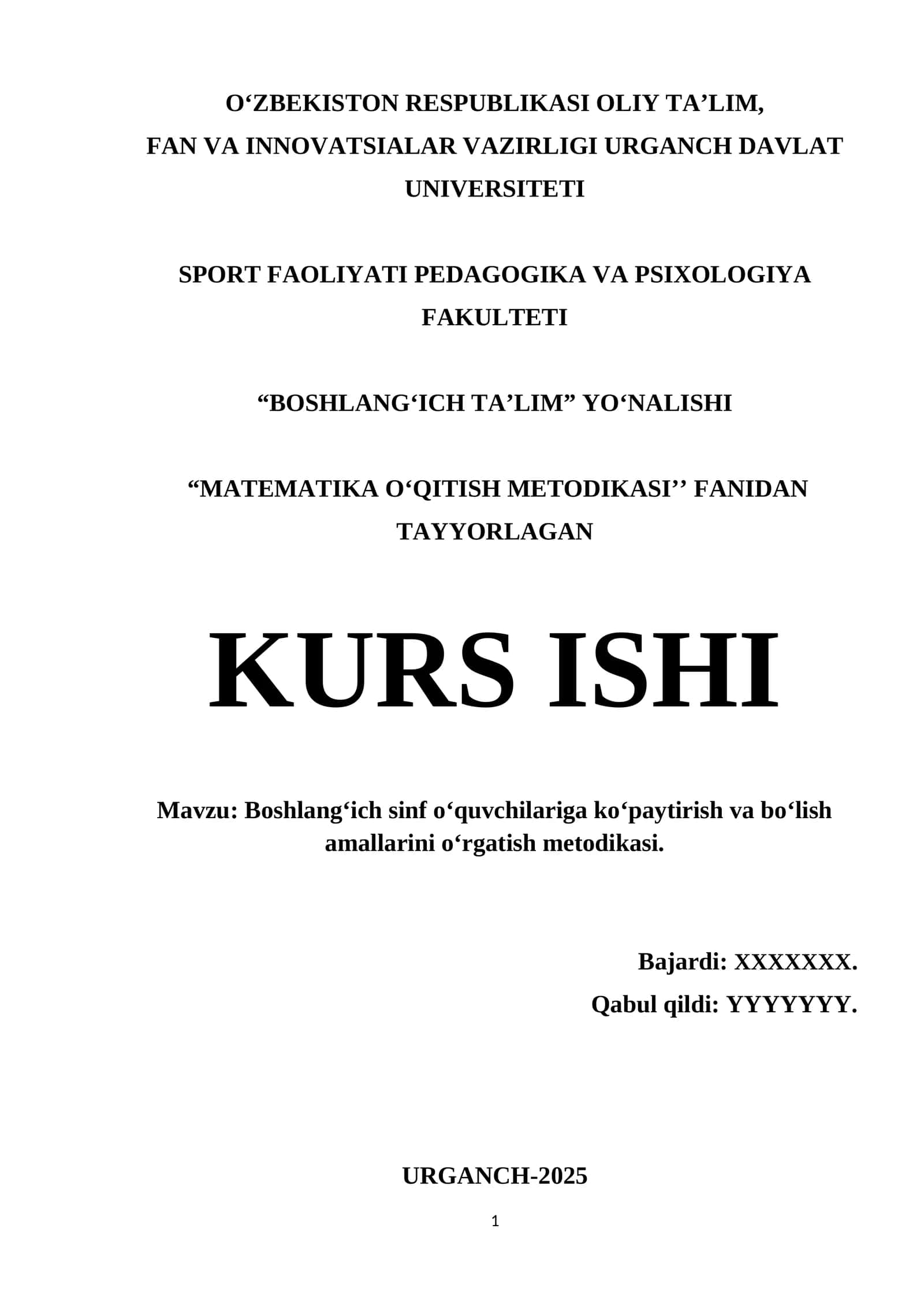 Boshlang‘ich sinf o‘quvchilariga ko‘paytirish va bo‘lish amallarini o‘rgatish metodikasi. 1