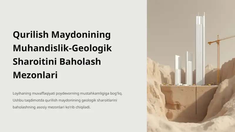 Qurilish Maydonining Muhandislik-Geologik Sharoitini Baholash Mezonlari 1