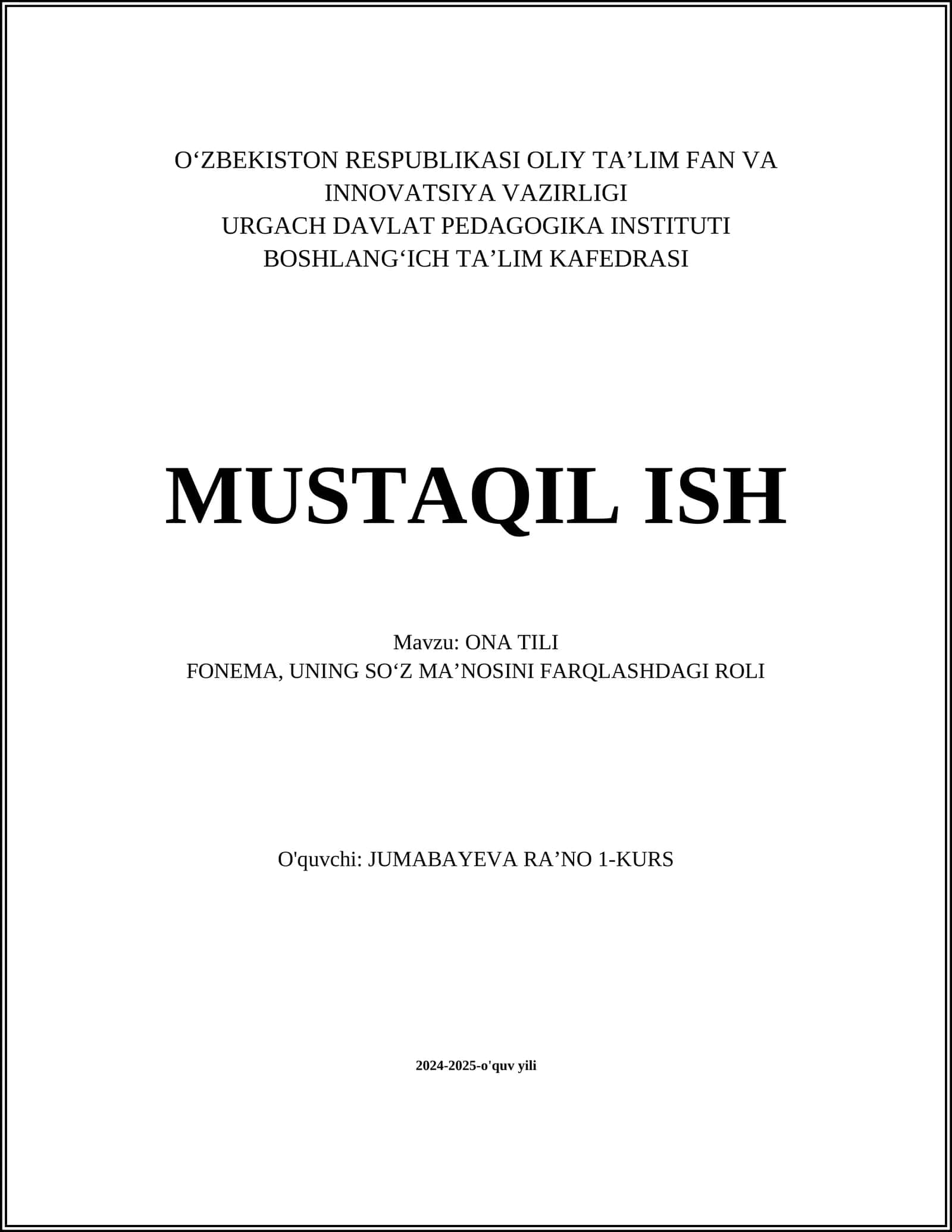 ONA TILI 1