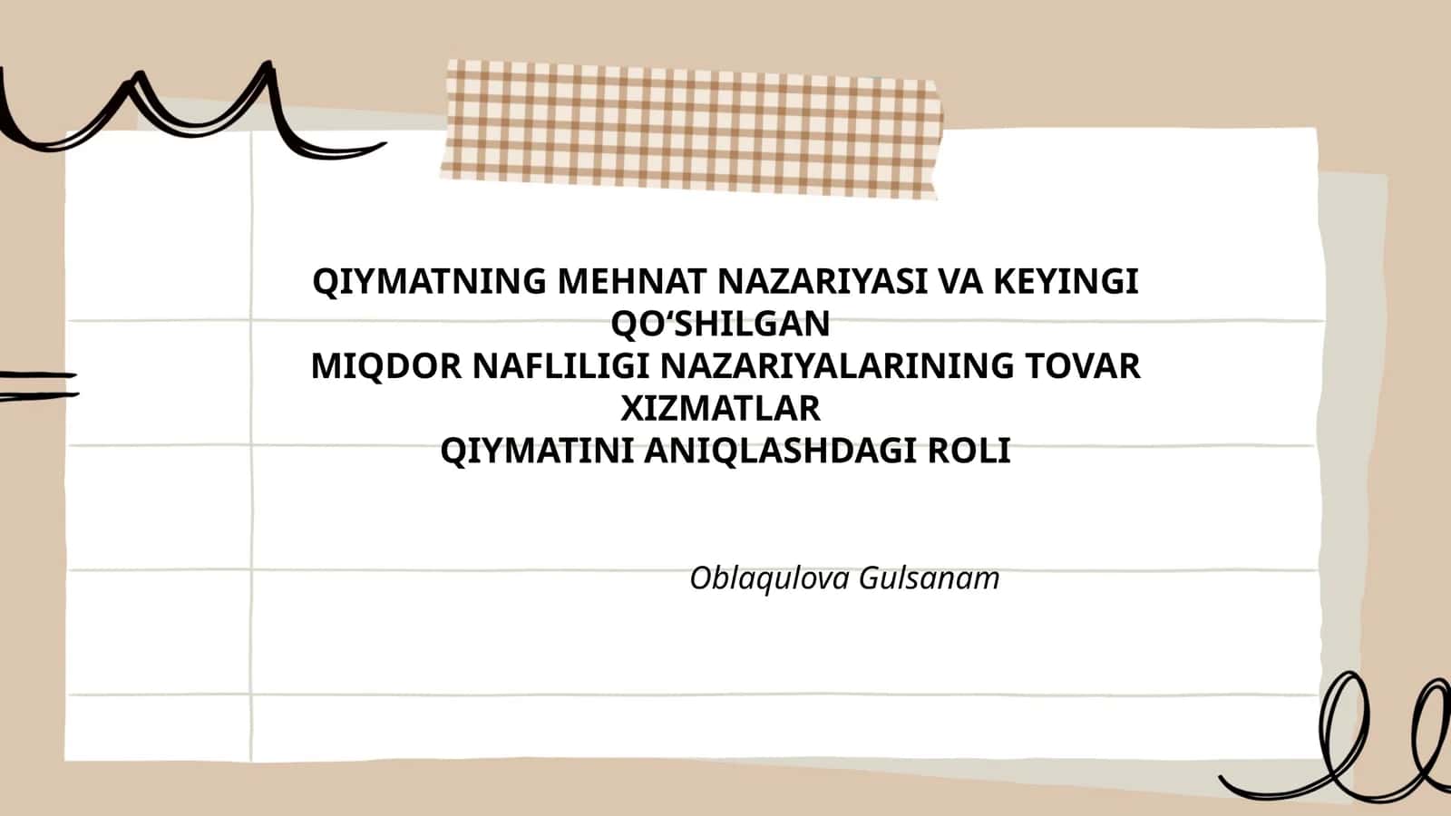 Qiymatning Mehnat Nazariyasi va Keyingi Qo‘shilgan Miqdor Nafliligi Nazariyalari Tovar Xizmatlarini Aniqlashdagi Roli 1
