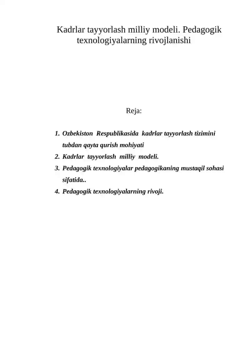 Kadrlar tayyorlash milliy modeli