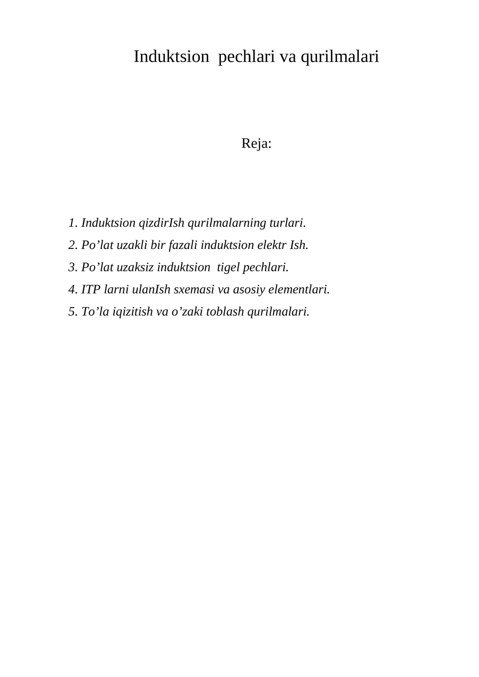 Induktsion pechlari va qurilmalari 1
