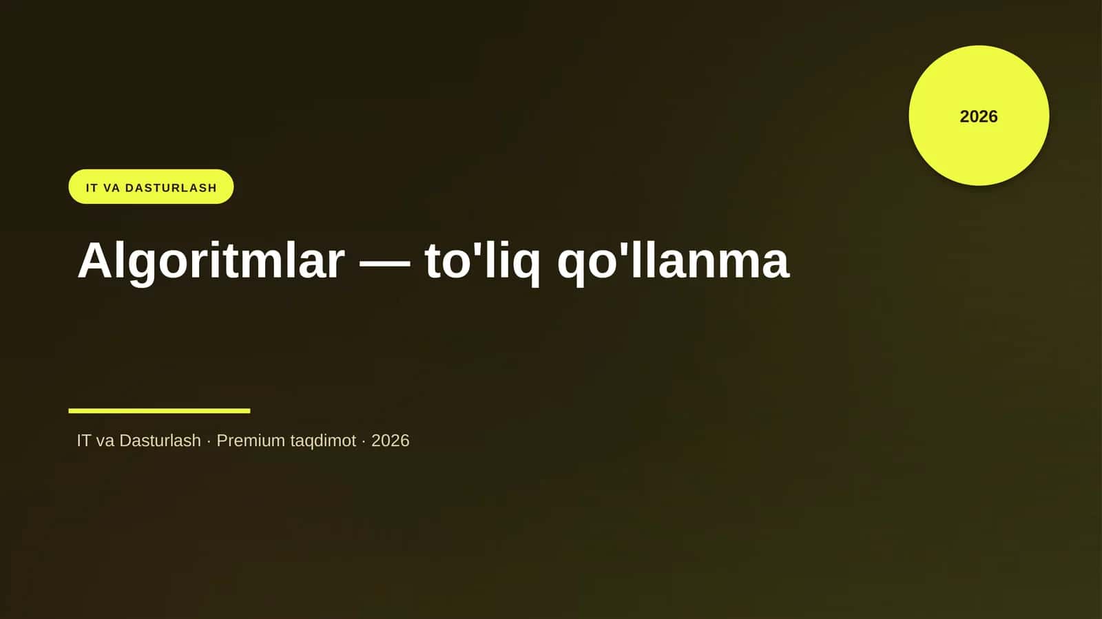 Algoritmlar — to'liq qo'llanma 1